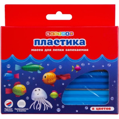 Набор пластики (масса для лепки запекаемая) ЦВЕТИК, 8 цветов, брус 20 г, в к/к