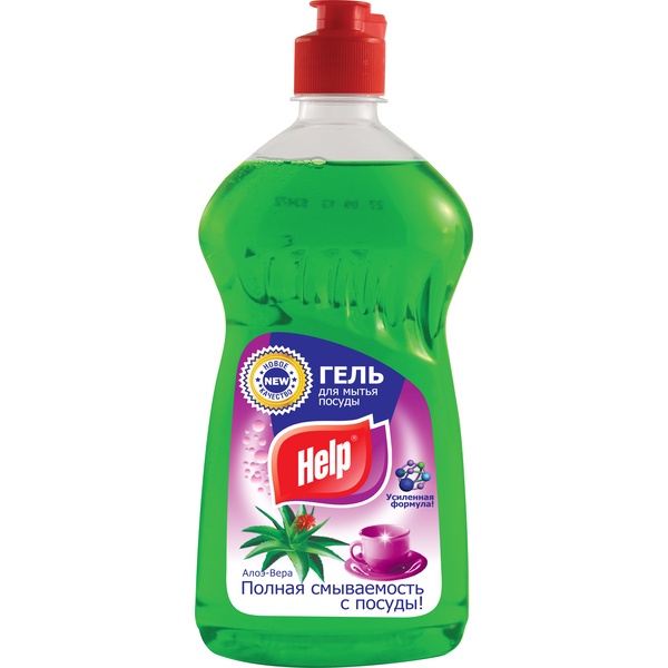Средство для мытья посуды HELP алоэ вера, гель, флип-топ, 500 мл