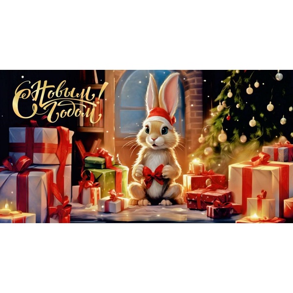 Конверт для денег С Новым Годом!/Зайка с подарками Конверт для денег С Новым Годом!/Зайка с подарками