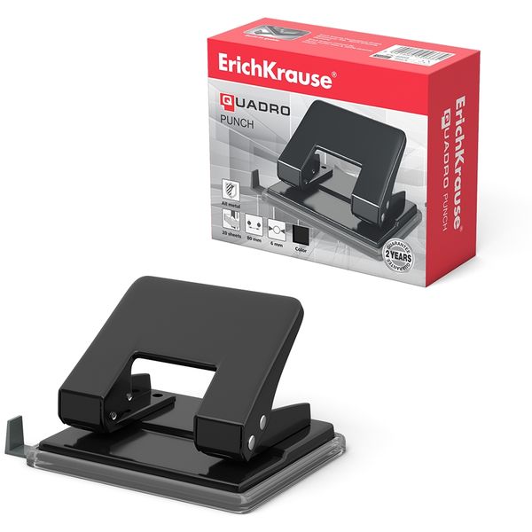 Дырокол на 20 л., 2 отв., металлический корпус, ErichKrause Quadro Classic_3 цвета Дырокол на 20 л., 2 отв., металлический корпус, ErichKrause Quadro Classic_3 цвета