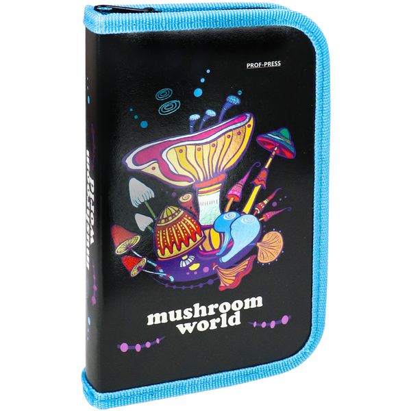 Пенал 1 отд., на молнии, 190*115*30 мм, лам. картон, твин-лак, х/фольга, Prof-Press Мир грибов  