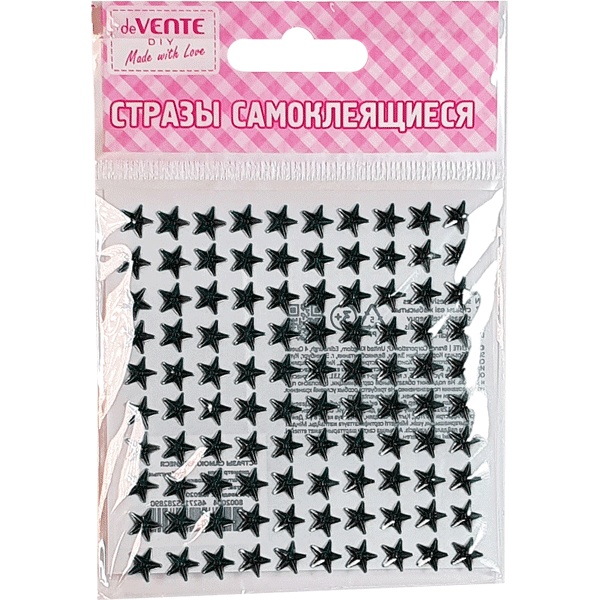 Стразы самоклеящиеся Ø8 мм, 100 шт., цв.: черный, deVENTE Star (Звезда)