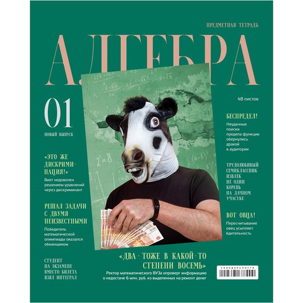 Тетрадь предметная А5, 48 л., клетка, 65 г/м², глянц. лам., BG Скандальности_Алгебра