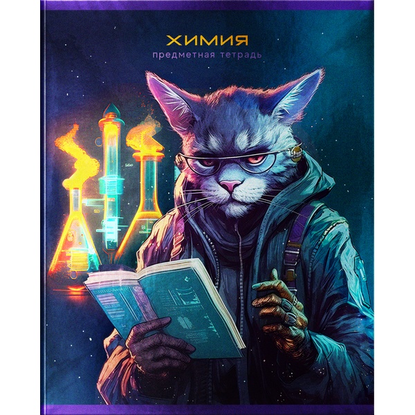 Тетрадь предметная А5, 48 л., клетка, 60 г/м², металлиз., BG Мир будущего_Химия  Акция!