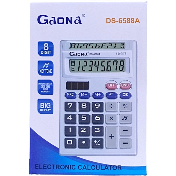 Калькулятор базовый GAONA DS-6588A, 8-разряд. 1 яч. памяти, дв. питание, двусторон. экран Калькулятор базовый GAONA DS-6588A, 8-разряд. 1 яч. памяти, дв. питание, двусторон. экран