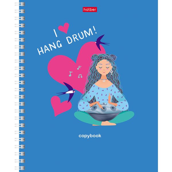 Тетрадь А5, клетка, 48 л., на гребне, 60 г/м², мат. лам., тисн., Hatber Я люблю жизнь (акционный товар)