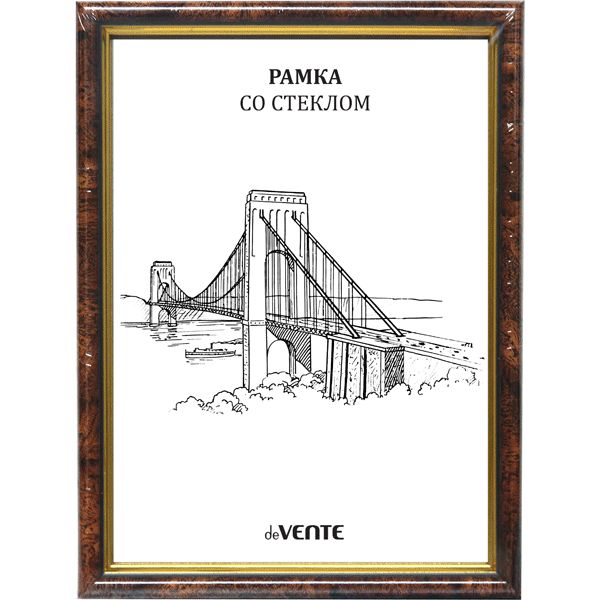 Рамка 21*30 см, пластик, цвет: дуб/золото, стекло, з/п картон, deVENTE серия 5