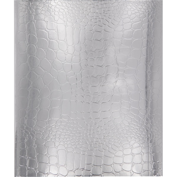 Тетрадь А5, клетка, 48 л., на скобе, 60 г/м², диз. картон, тисн. "сroco", Alingar Серебристый металлик/Silver Croco metallic