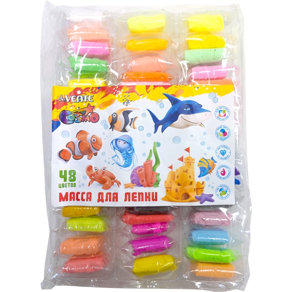 Пластилин воздушный (легкий) deVENTE, застывающий, 48 цветов, 10 г/шт., 3 стека, п/п Акция!