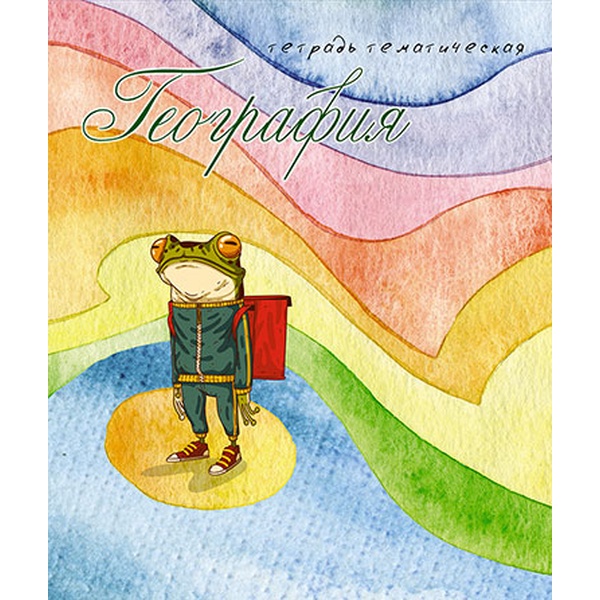 Тетрадь предметная А5, 40 л., клетка, 60 г/м² (70%), офсет. обл., вд-лак, КТС-ПРО Лягушки_География
