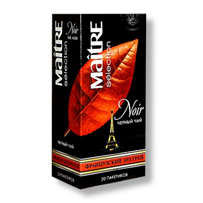Чай Maitre (МЭТР) Selection Французский Эрл Грей, черный, аромат бергамота, 20 пакетиков по 1.8 г