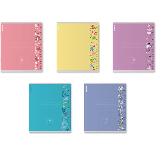 Тетрадь А5, клетка, 12 л., на скобе, 60 г/м², ErichKrause Ruler Magic_MIX-PACK Акция!