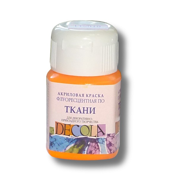 Краска по ткани DECOLA, оранжевая, акриловая флуоресцентная, банка 50 мл Акция!