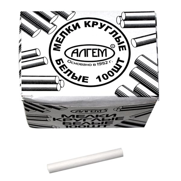 Мелки школьные белые 100 шт. АЛГЕМ, средней твердости, круглые