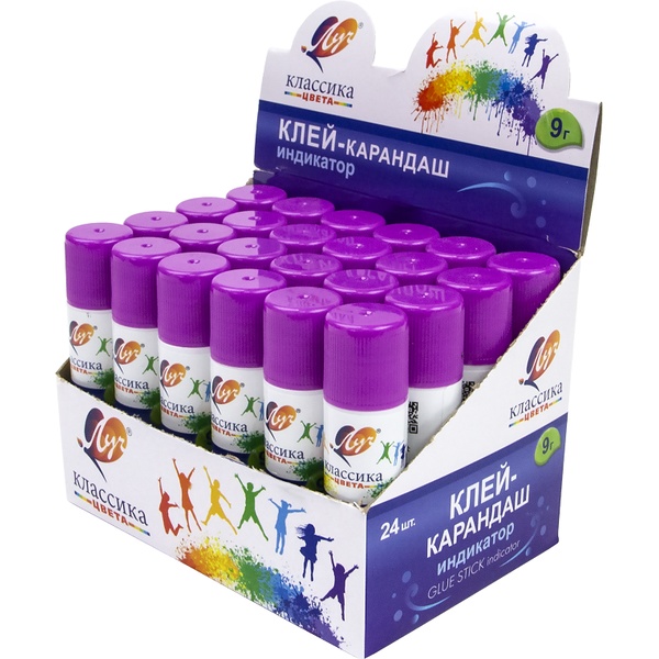 Клей-карандаш 9 г ЛУЧ Классика, PVP основа, с индикатором