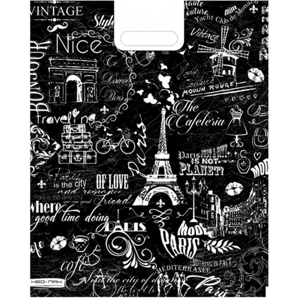 Пакет с вырубной ручкой, 46*37 см см, полиэтилен 30 мкм, Париж винтаж Пакет с вырубной ручкой, 46*37 см см, полиэтилен 30 мкм, Париж винтаж