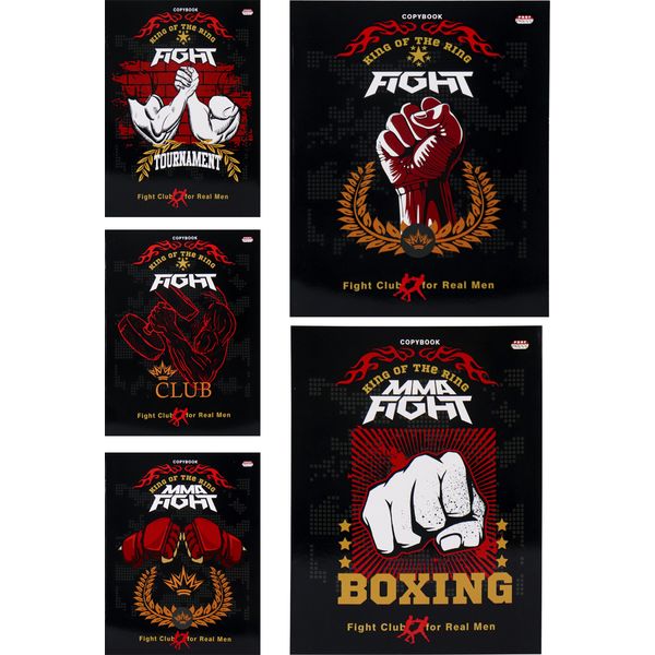 Тетрадь А5, клетка, 48 л., на скобе, 60 г/м², выб. лак, Prof-Press Мужской спорт_5 дизайнов 