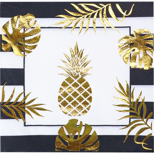 Салфетки бумажные 20 шт., 330*330 мм, 2-сл., с рисунком, тисн. ф., MILAND Ананасы