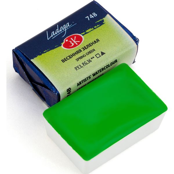 Краска акварельная ЛАДОГА, весенняя зеленая, кювета 2.5 мл