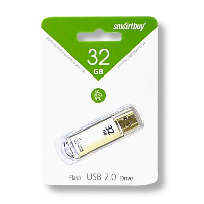 Флеш-накопитель USB 2.0, 32 ГБ, Smartbuy V-Cut_сверкающий серебристый Флеш-накопитель USB 2.0, 32 ГБ, Smartbuy V-Cut_сверкающий серебристый