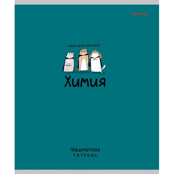 Тетрадь предметная А5, 48 л., клетка, 60 г/м², тисн. "лен", Prof-Press Mini Friends_Химия