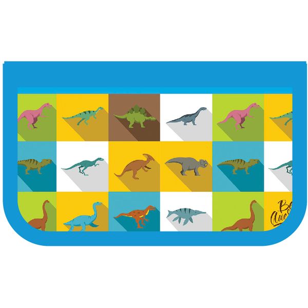 Пенал 3 отд., на молнии, 190*105*65 мм, лам. картон, ПЧЕЛКА Дино геометрия Акция!