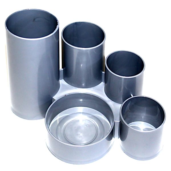 Органайзер для канцелярии ПЧЕЛКА, пластиковый, 5 отд., серый металлик