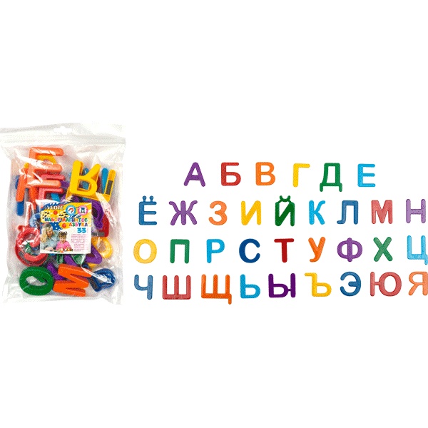 Магниты обучающие deVENTE. Азбука, 33 предмета, размер 1 шт. 43*33*8 мм, пластик, 7 цветов, в п/п   Акция!