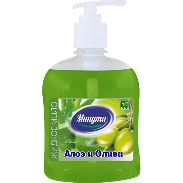 Мыло жидкое МИНУТА Алоэ и олива, 500 мл (помп. дозатор)