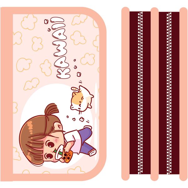 Пенал 2 отд., на молнии, 190*120*50 мм, лам. картон, откид. планка, ПЧЕЛКА Девочка с соком Акция!