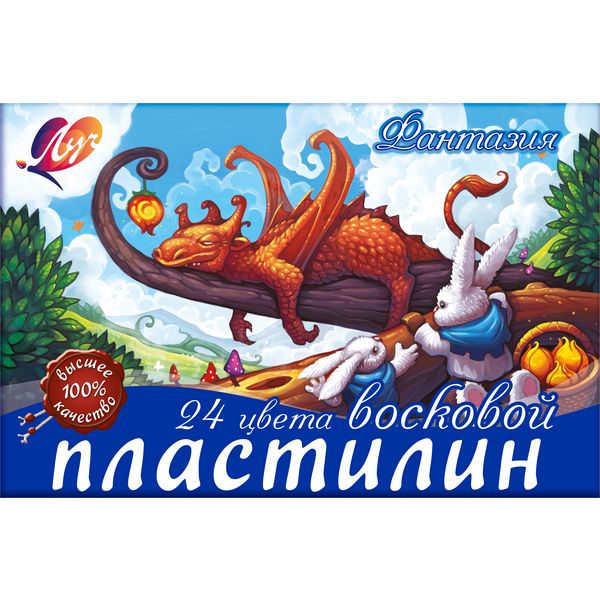 Пластилин восковой ЛУЧ Фантазия, 24 цвета, 360 г, стек в комплекте, к/уп. Пластилин восковой ЛУЧ Фантазия, 24 цвета, 360 г, стек в комплекте, к/уп.