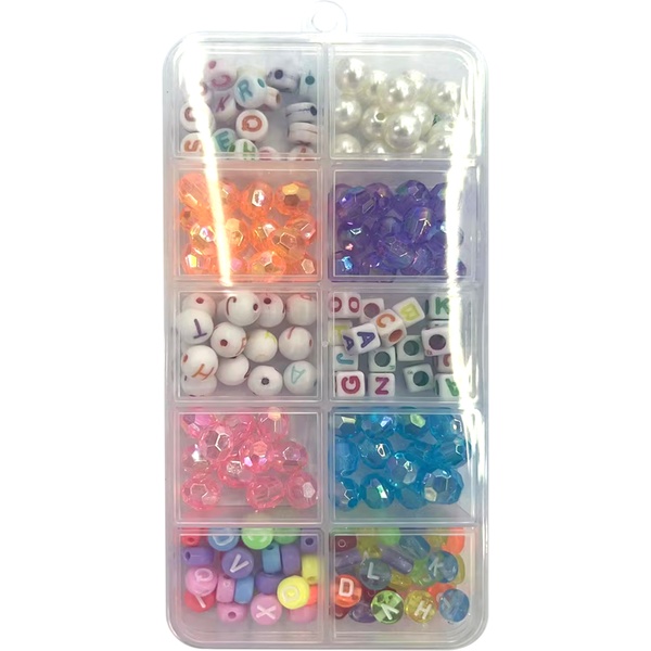 Бусины/Кубики-буквы, 6 мм, 110 г, пластиковые, 10 вариантов, deVENTE (п/контейнер) Акция!