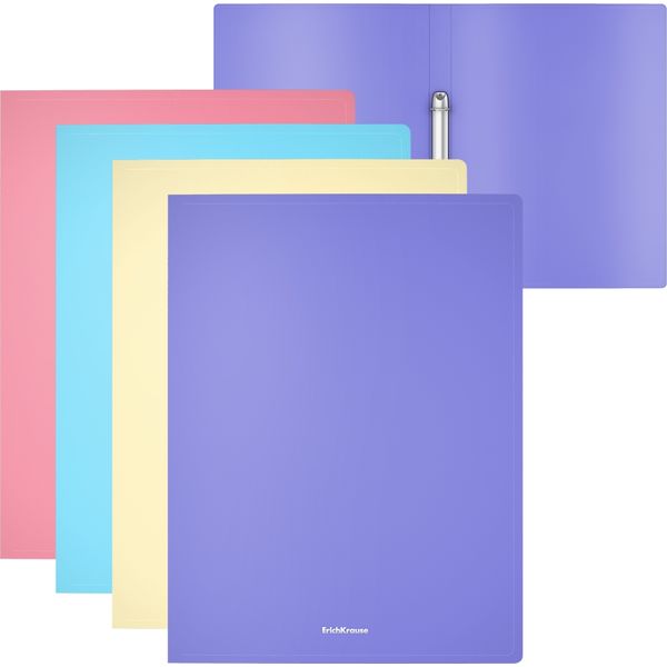 Папка на 2-х кольцах, А4, PP 400 мкм, "диагональ", 24 мм, ErichKrause Matt Pastel_4 дизайна