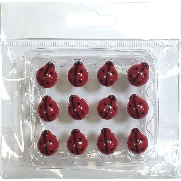 Кнопки "бабочки" 12 шт., 8.5*8.5 мм, игла 10 мм, красные, блистер, deVENTE Lady Birds