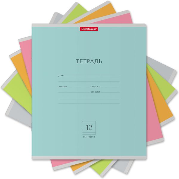 Тетрадь А5, линия, 12 л., на скобе, 60 г/м², мел. картон, ErichKrause Nature Colors_MIX-PACK