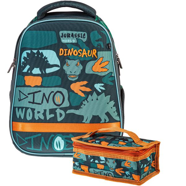 Рюкзак ученический Hatber Ergonomic light_ Dino world, 38*29*16 см, 17 л, 850 г, 2 отд., эрг. спинка, нагрудная пряжка, термобокс Рюкзак ученический Hatber Ergonomic light_ Dino world, 38*29*16 см, 17 л, 850 г, 2 отд., эрг. спинка, нагрудная пряжка, термобокс