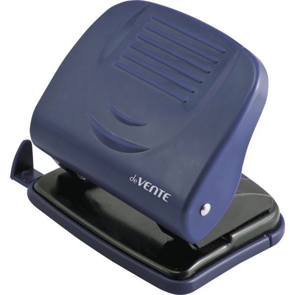 Дырокол на 30 л., 2 отв., пластик. рукоятка, deVENTE Stripe_синий_Акция!