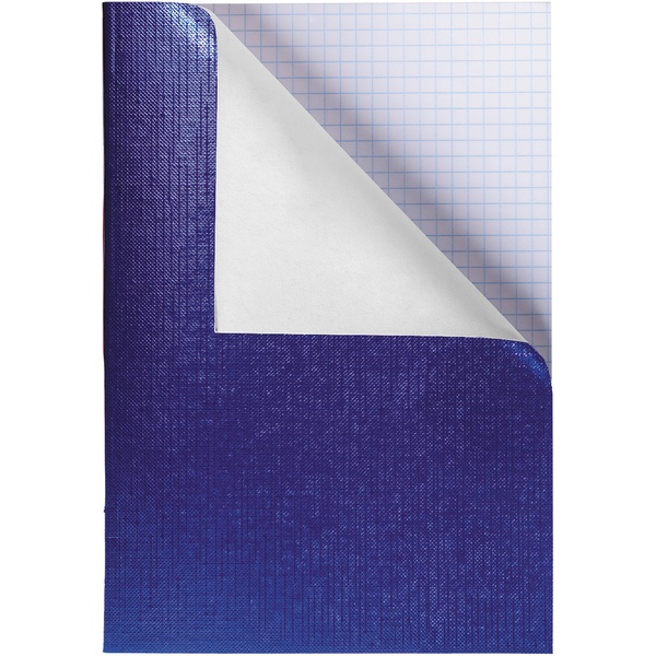 Тетрадь А4, 96 л., клетка, 60 г/м², на скобе, облож. бумвинил, тисн. "сатин", Hatber Metallic_синяя