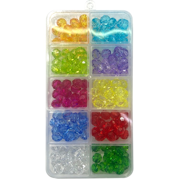 Бусины Ø6 мм, 110 г, пластиковые, граненые, 10 цветов, deVENTE DIY (п/контейнер)