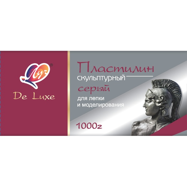 Пластилин скульптурный ЛУЧ De Luxe, серый, 1000 г, в и/уп. Пластилин скульптурный ЛУЧ De Luxe, серый, 1000 г, в и/уп.