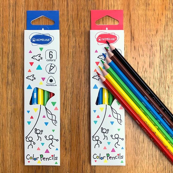 Карандаши цветные 6 шт., деревянные, трехгранные, Acmeliae (в к/к)