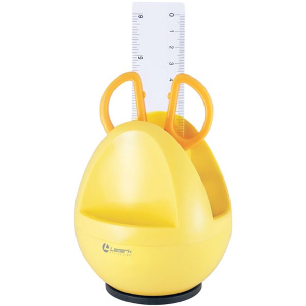 Органайзер вращающийся с канцелярским инструментом LAMARK Compact, 3 предмета, желтый