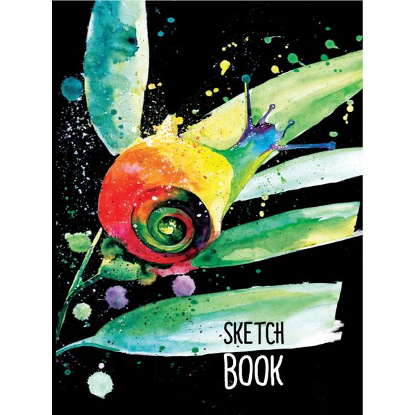 Скетчбук А5, тв. переплет, 80 л., бел. блок 90 г/м², резинка, Prof-Press Улитка   Акция