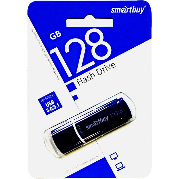 Флеш-накопитель USB 3.0/3.1, 128 ГБ, Smartbuy Crown_синий