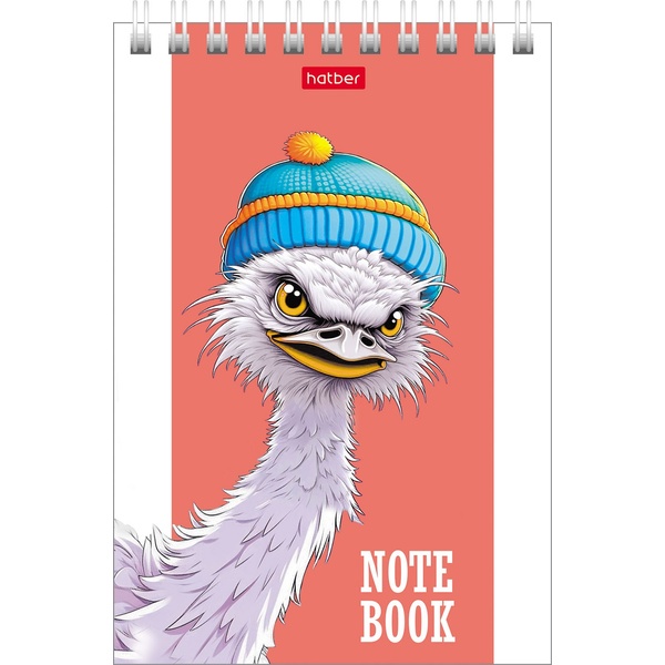 Блокнот на гребне А6, 60 л., клетка, 60 г/м², уф-лак, Hatber Модные страусы_6 дизайнов    Акция!