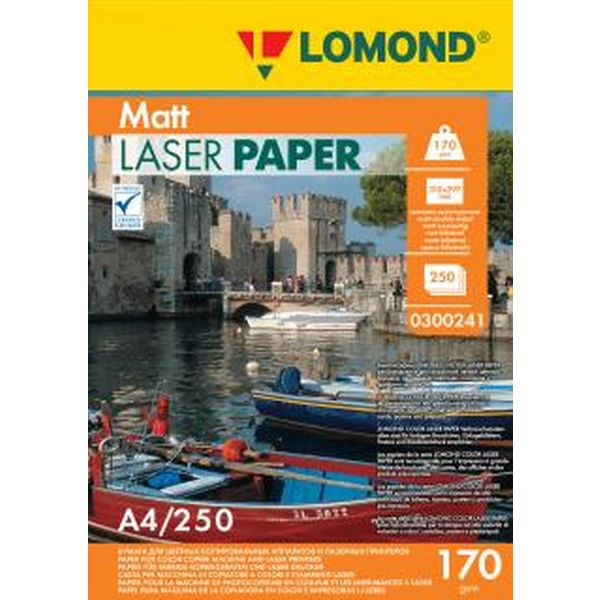 Бумага А4/170/250 л., матовая, 2-сторонняя, для лазерной печати, LOMOND Бумага А4/170/250 л., матовая, 2-сторонняя, для лазерной печати, LOMOND