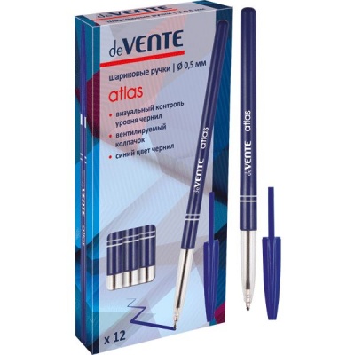 Ручка шариковая синяя, 0.5 мм, составн. круг. корпус, deVENTE Atlas