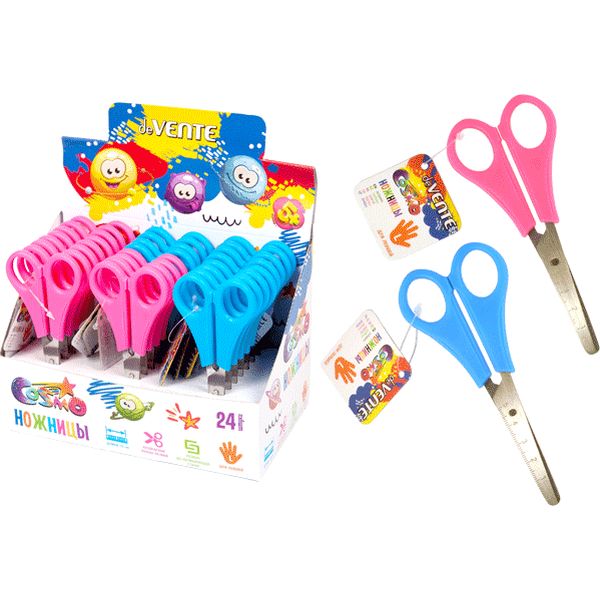 Ножницы детские ДЛЯ ЛЕВШЕЙ 133 мм, симметричные, пластик. ручки, deVENTE Cosmo Left_2 дизайна