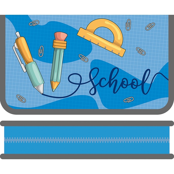 Пенал 1 отд., на молнии, 190*115*30 мм, лам. картон, вн. конгрев, ПЧЕЛКА Школа