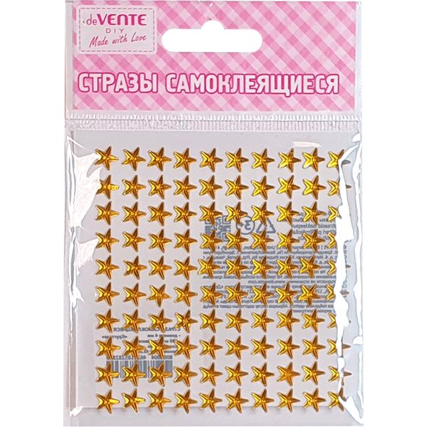 Стразы самоклеящиеся Ø8 мм, 100 шт., цв.: золотистый, deVENTE Star (Звезда)